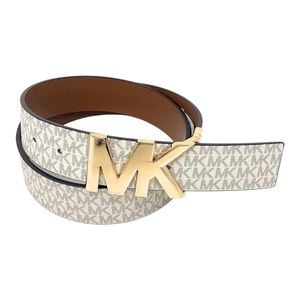 Michael Kors Signature Logo Belt with Reversible MK Logo Plaque, Large